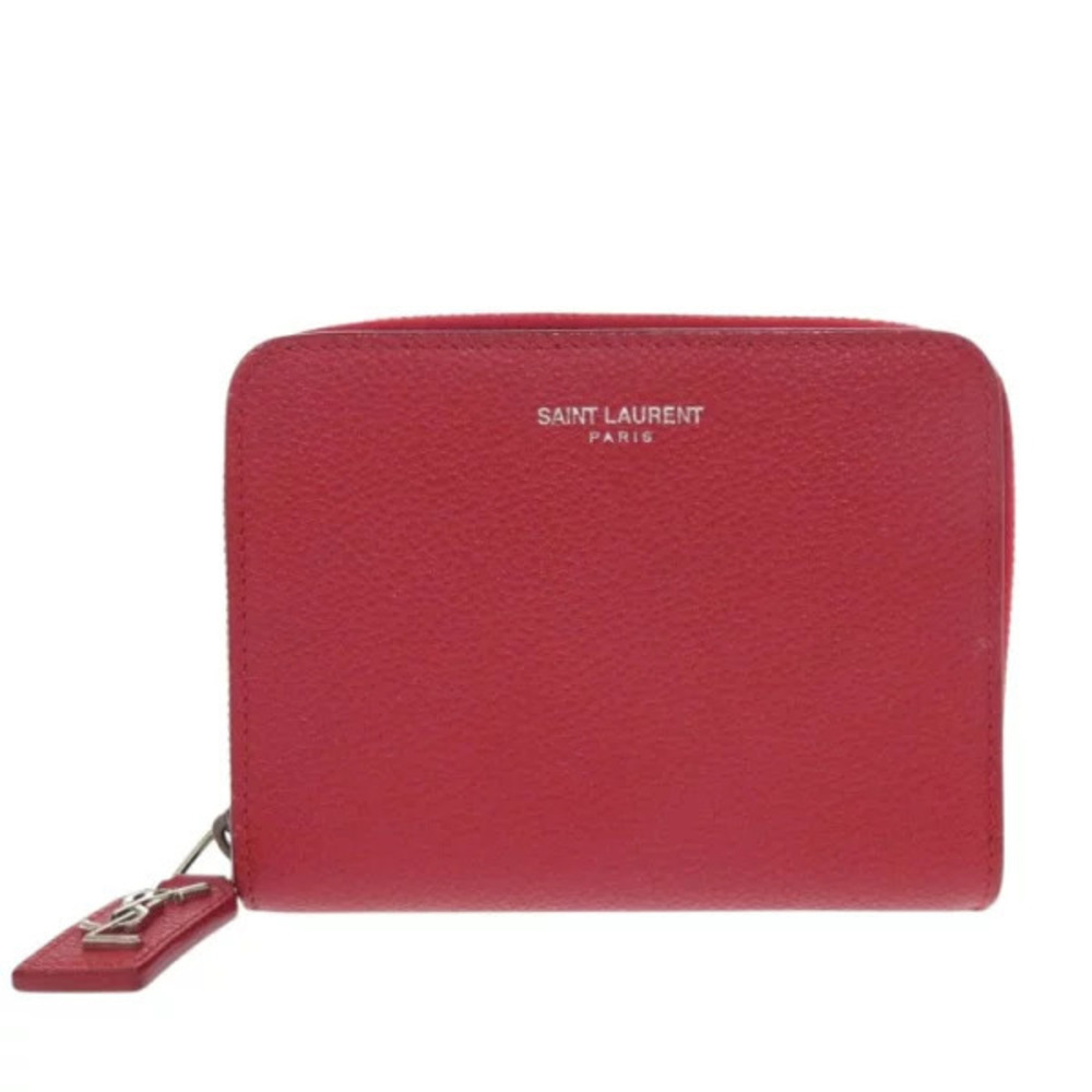 Saint Laurent Yves Leather Red Bi fold Wallet